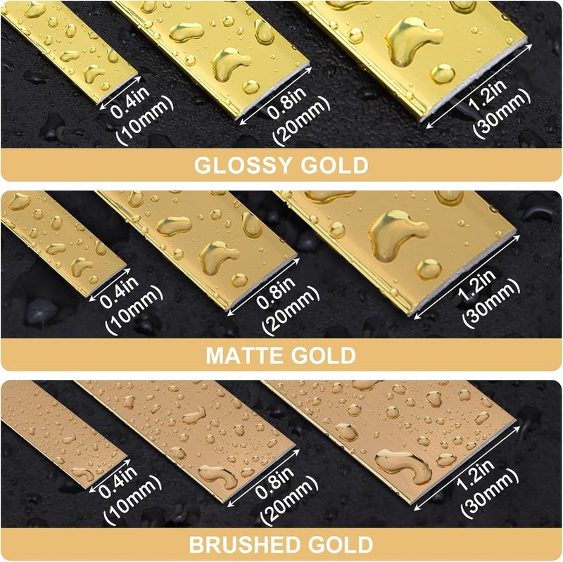 Soengsau Matte Gold Finish Molding Trim, 196.8" L x 1.2" W Peel and Stick Decoration Strip for Ceiling, Wall, Tile Edge, Furniture Cabinet, Mirror - Image 2